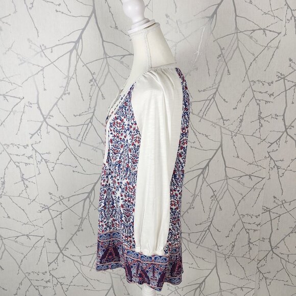 Vintage American Cross Stitch Floral Print Peasant Blouse - Picture 3 of 5